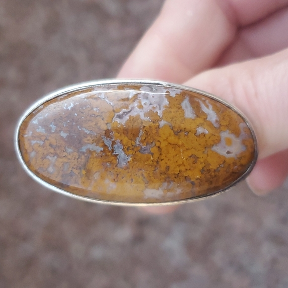 New Overzized Seam Agate 925 Silver Statement Ring. - Picture 3 of 16